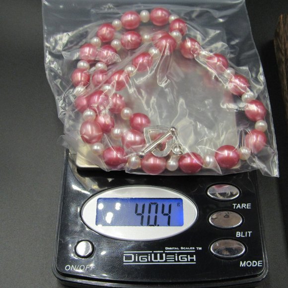 18" Sterling Silver Real Large Red Pearl Necklace - Picture 5 of 5